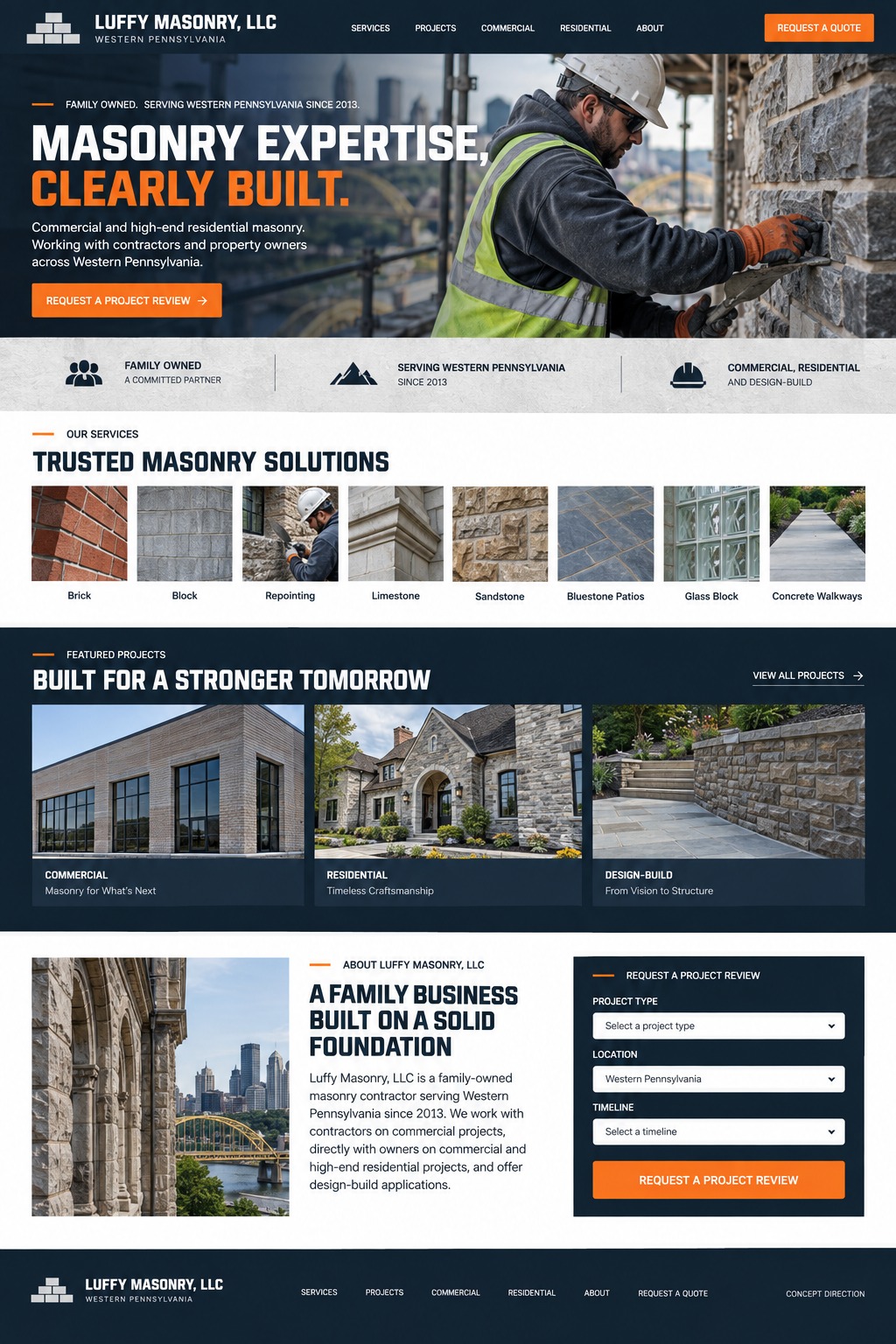 Luffy Masonry Complete Marketing Website homepage design concept